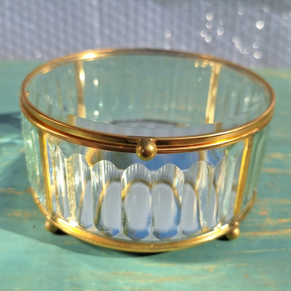 Glass Display Box Gold Metal Jewelry Box Display Case Holder Stained Glass - Picture 14 of 16